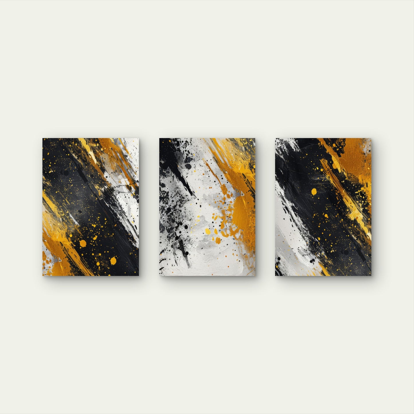 3pcs Modern Luxury Black Gold Splash Abstract Wall Art Set Canvas Framed 40x60cm - High Quality Print 100% Australian Made Wall Canvas Ready to Hang