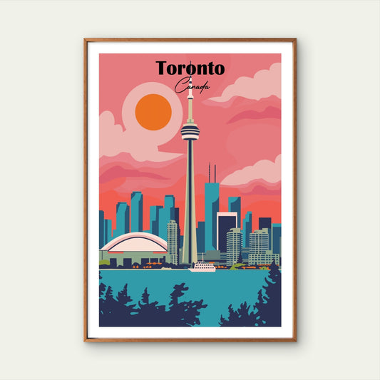 Toronto Canada City Skyline Minimalist Travel Poster Print Wall Art