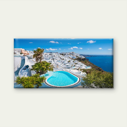 Sunlit Cliffside Pool Wall Art Canvas Office Home Room Framed 120x60cm