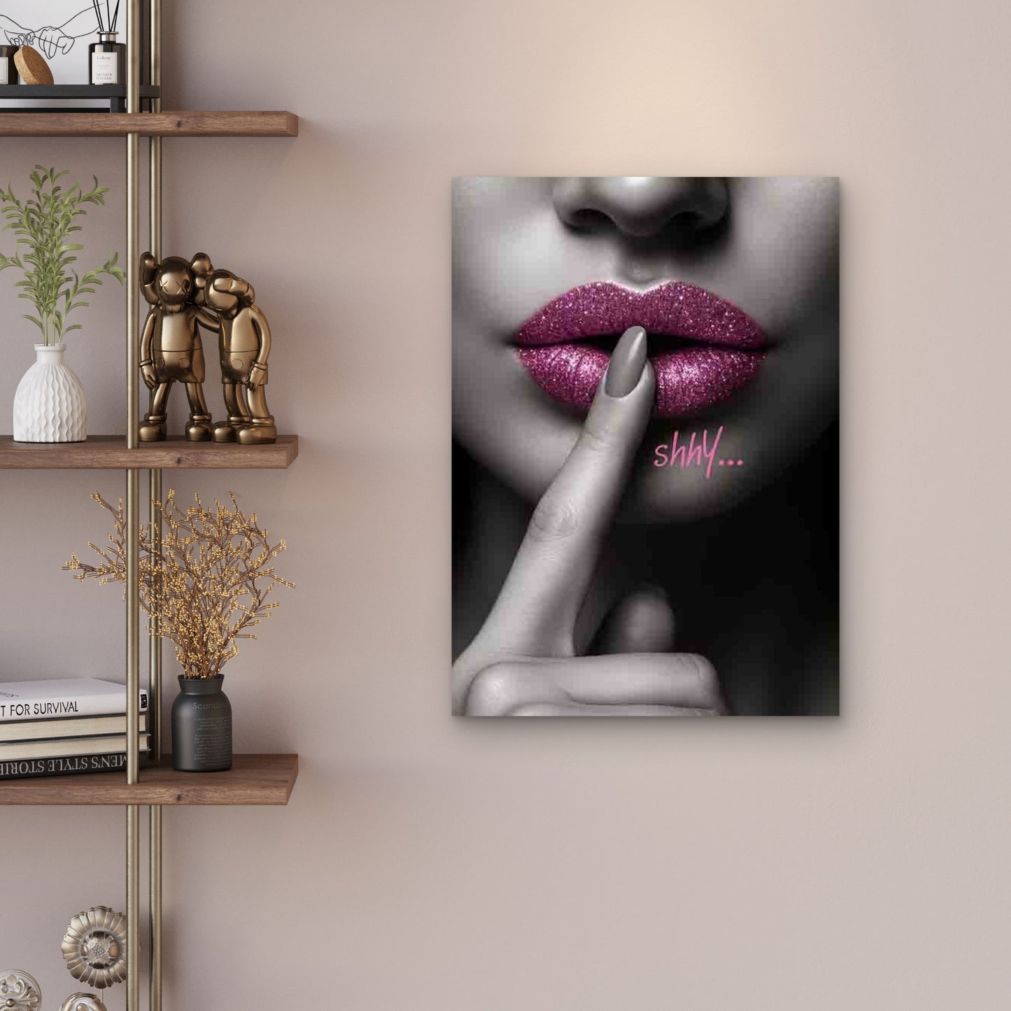 Glamorous Glitter Lip 60x90cm Metal Print Ready to Hang - Bella Home Decor