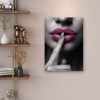 Glamorous Glitter Lip 60x90cm Metal Print Ready to Hang - Bella Home Decor