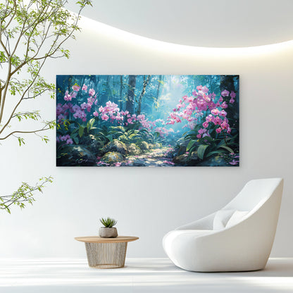 Sunlight In Enchanted Forest Wall Art Canvas Office Home Room Framed 120x60cm