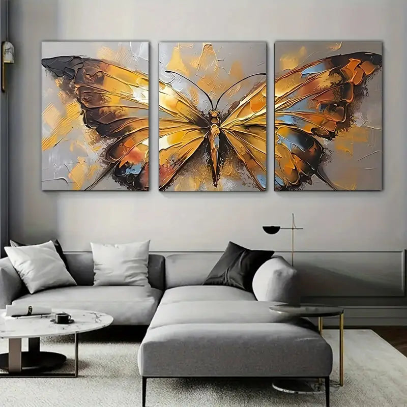 3pcs Butterfly Prints Metal Print Ready to Hang Art - Bella Home Decor