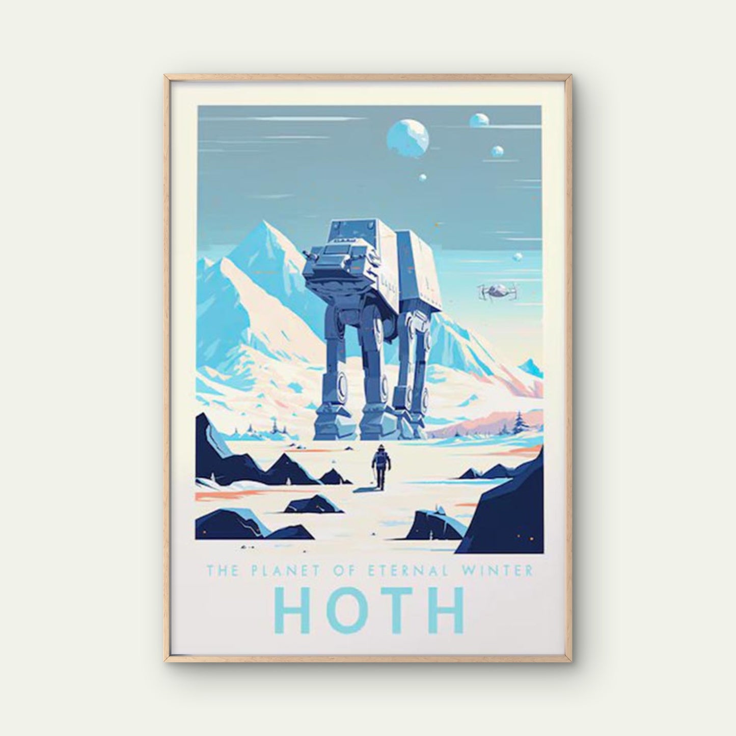 Hoth The Planet of Eternal Winter, Robot Travel Poster Print Wall Art