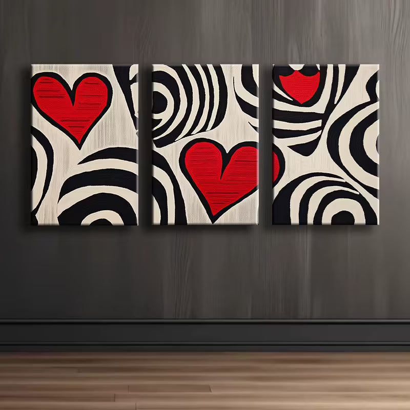 3pcs Modern Abstract Love Heart Wall Art Set Canvas Framed 40x60cm - High Quality Print 100% Australian Made Wall Canvas Ready to Hang