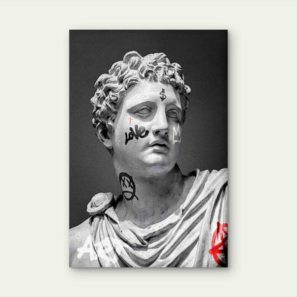 Greek Statue Graffiti Tattoos Monochrome 40x60cm Metal Print Ready to Hang