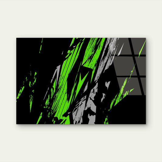 Green Black Grunge Abstract Splash Acrylic Glass Printing Wall Art Australian Made Quality