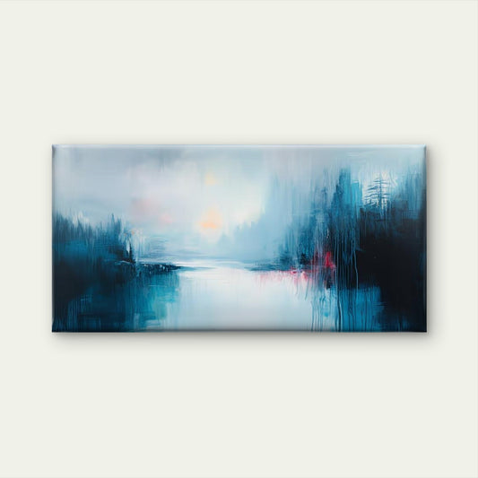Blue Abstract Painting Wall Art Canvas Office Home Room Framed 120x60cm