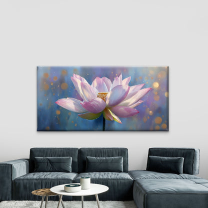 Pink & Purple Lotus Flower Wall Art Canvas Office Home Room Framed 120x60cm