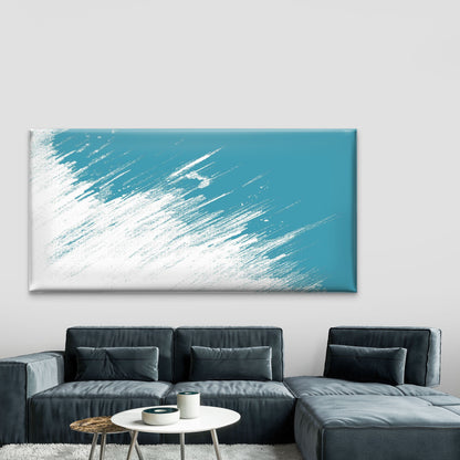 Modern Blue Grunge Brushstroke Wall Art Canvas Office Home Room Framed 120x60cm