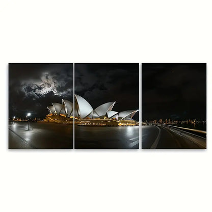 3pcs Sydney Opera House Travel Poster Australia Wall Art Set Canvas Framed 50x70cm - High Quality Print 100% Australian Made Wall Canvas Ready to Hang