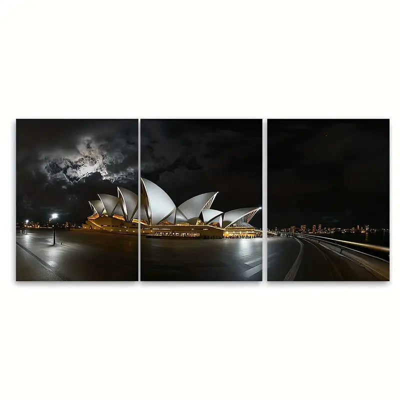 3pcs Sydney Opera House Travel Poster Australia Wall Art Set Canvas Framed 60x90cm - High Quality Print 100% Australian Made Wall Canvas Ready to Hang