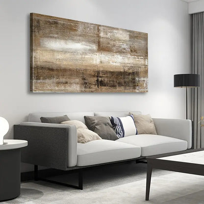Vintage Abstract Retro Brown Wall Art canvas office home room framed 120x60cm - Bella Home Decor