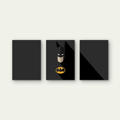 3pcs Yellow Shield Long Shadow Metal Print Ready to Hang Art