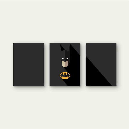 3pcs Yellow Shield Long Shadow Metal Print Ready to Hang Art