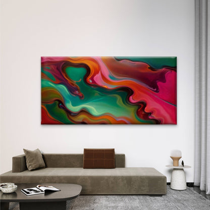Emerald Inferno Swirl Wall Art Canvas Office Home Room Framed 120x60cm