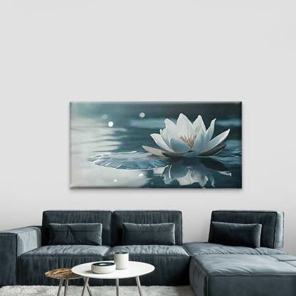 Water Lily Blooms on The Water Wall Art Canvas Office Home Room Framed 120x60cm - Bella Home Decor