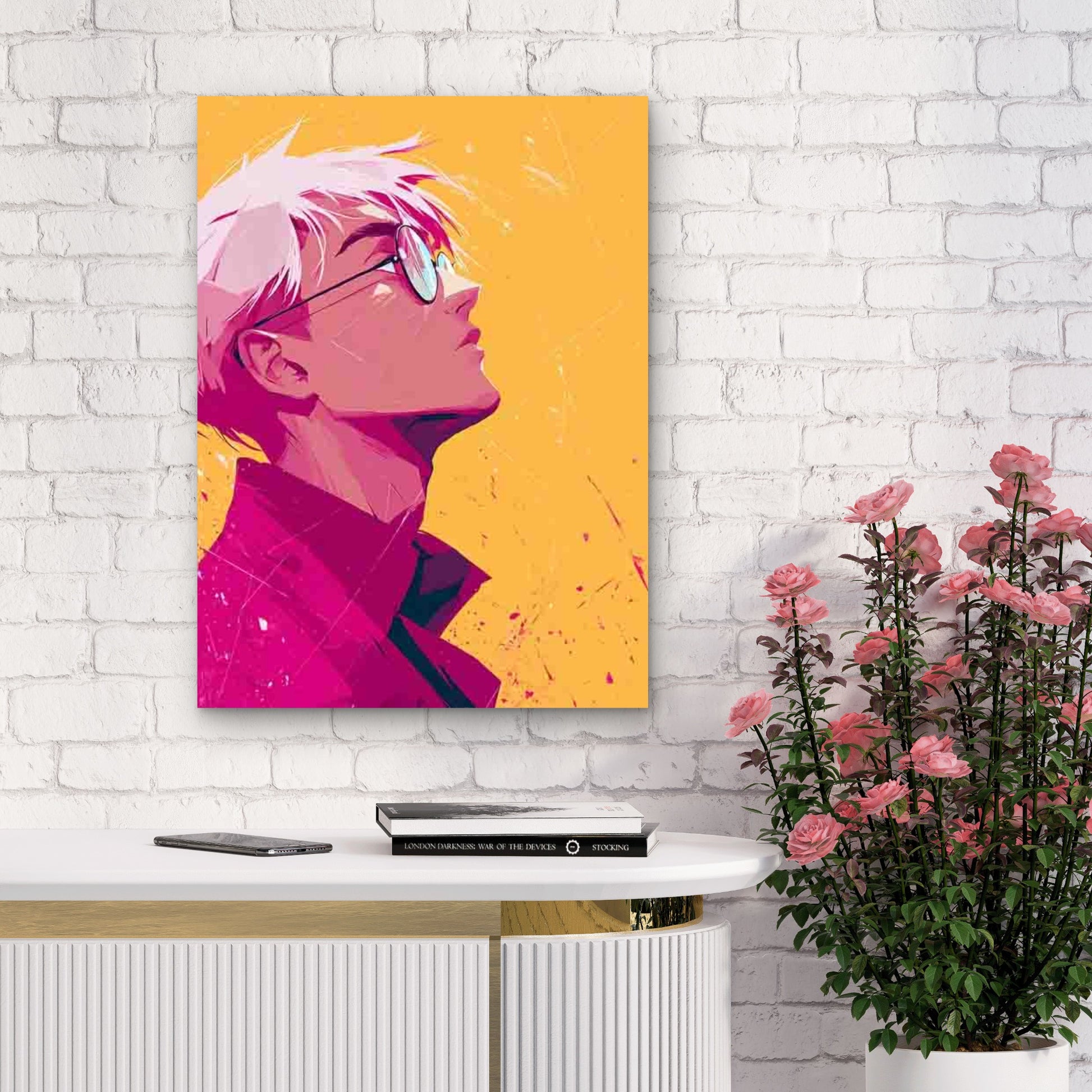 Expressive Eyes & Red Hair Character 60x90cm Metal Print Ready to Hang
