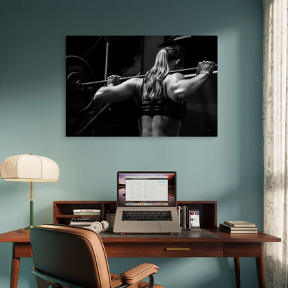 Workout Fitness Woman Back Squat 5mm thick Plastic Poster Ready to Hang 90x60cm