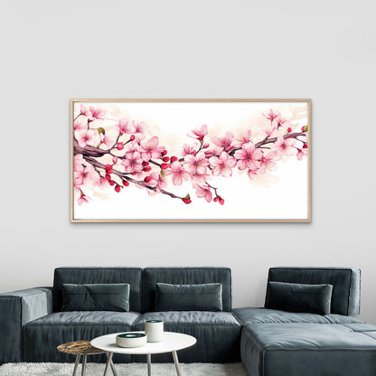 Pink Cherry Blossom Branch Wall Art Canvas Office Home Room Framed 120x60cm