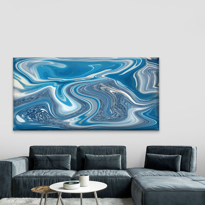 Blue Marble Abstract Texture Wall Art Canvas Office Home Room Framed 120x60cm