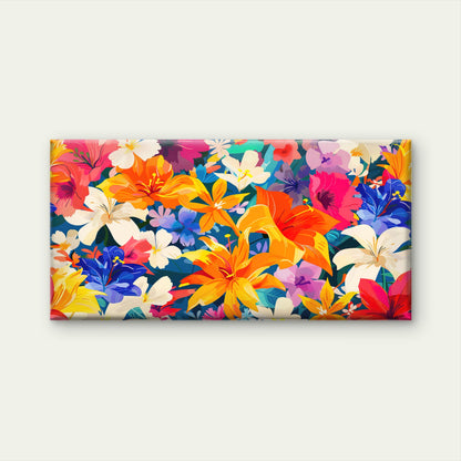 Vibrant Tropical Floral Display Wall Art Canvas Office Home Room Framed 120x60cm