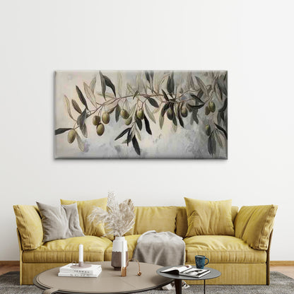 Olive Branch with Green Olives Wall Art Canvas Office Home Room Framed 120x60cm