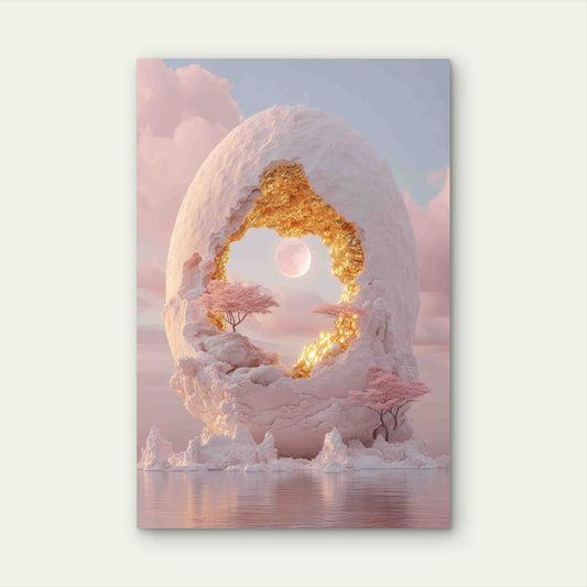 Floating Fragmented Landscape With Drifting Earth Chunks 60x90cm Metal Print Ready to Hang