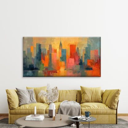 Modern Abstract Cityscape Wall Art Canvas Office Home Room Framed 120x60cm - Bella Home Decor