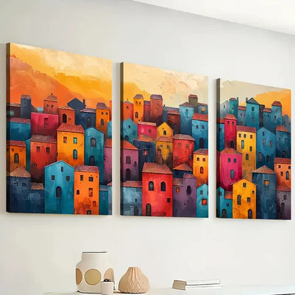 3pcs Modern Style Fashion Abstract Architecture Art Wall Art Set Canvas Unframed - High Quality Print 100% Australian Made Wall Canvas