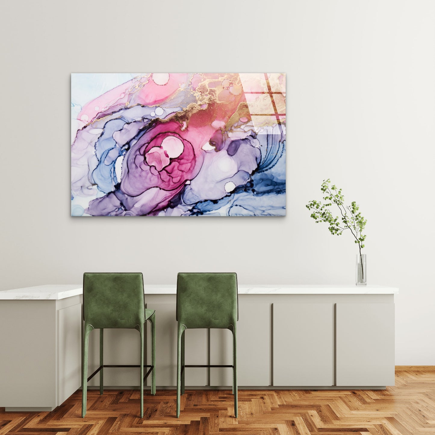 Abstract Glam Gold Tempered Glass Printing Wall Art Australian Made Quality