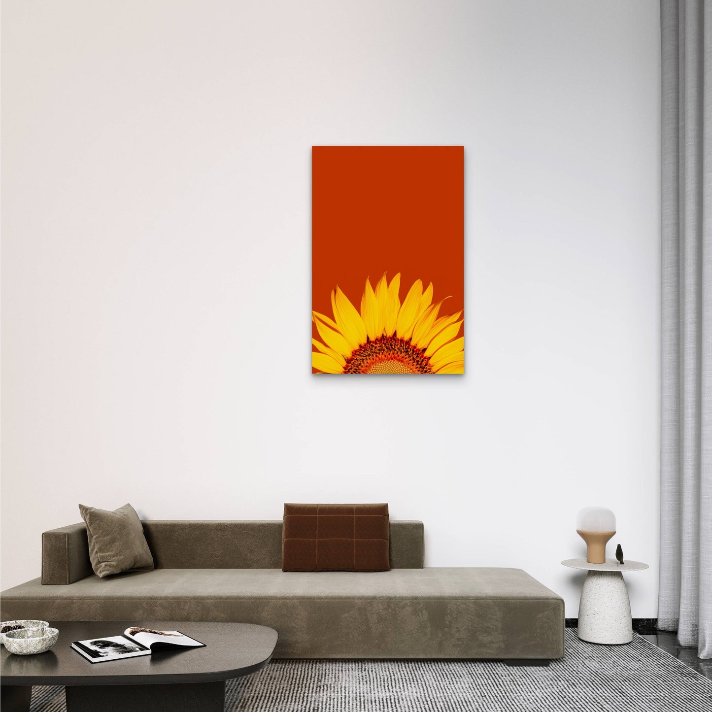 Yellow sunflower in close up photography 60x90cm Metal Print Ready to Hang