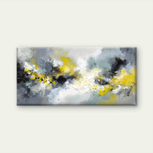 Abstract Black White Golden Wall Art Canvas Office Home Room Framed 120x60cm