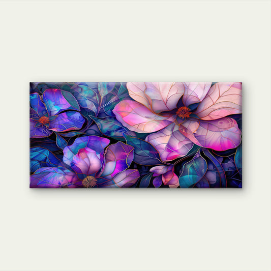 Purple Pink Magnolia Floral Wall Art Canvas Office Home Room Framed 120x60cm