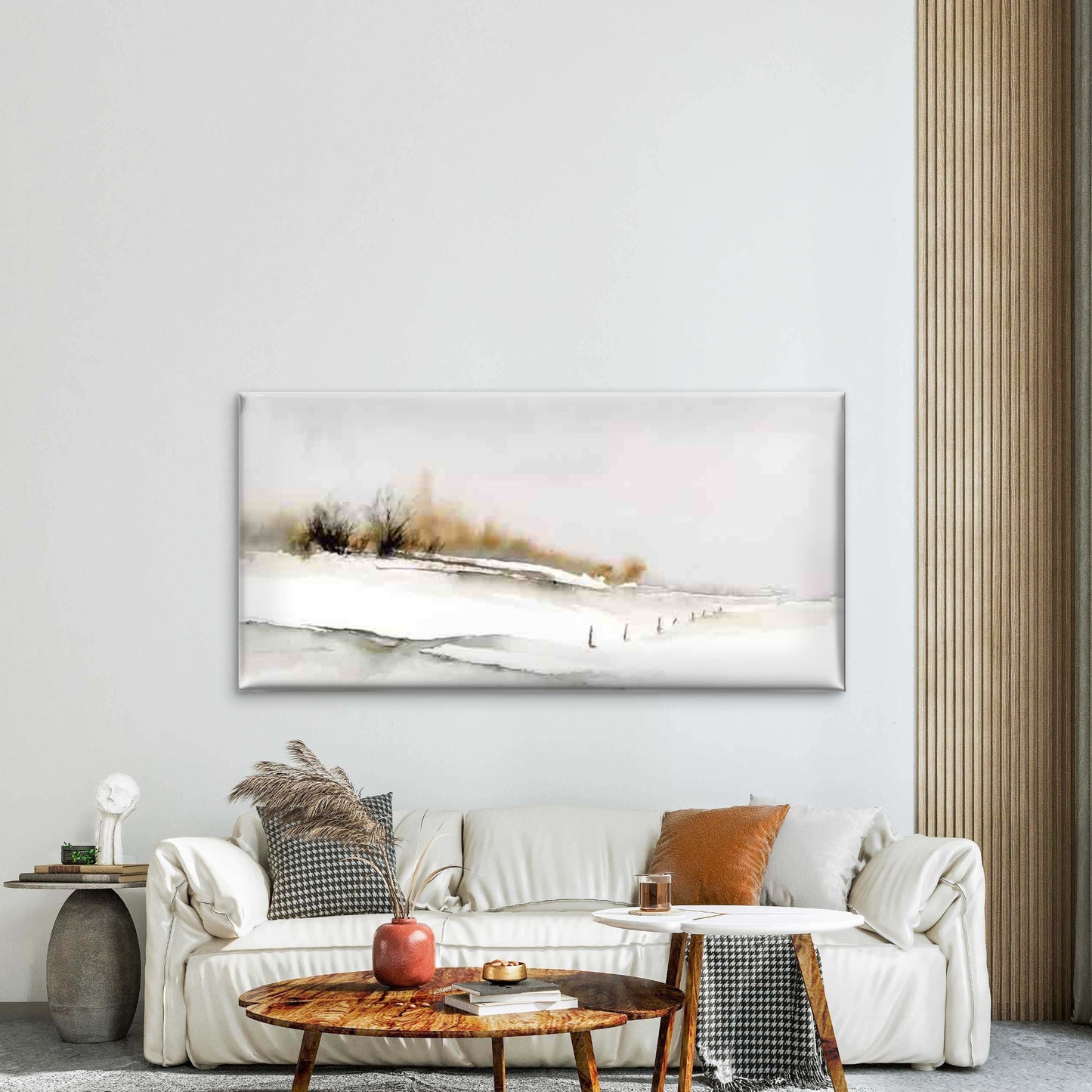 Snowy Mountain & Pine Tree Wall Art Canvas Office Home Room Framed 120x60cm - Bella Home Decor