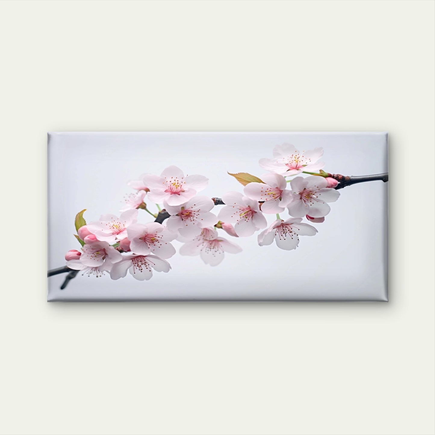 White Cherry Blossom Branch Wall Art Canvas Office Home Room Framed 120x60cm
