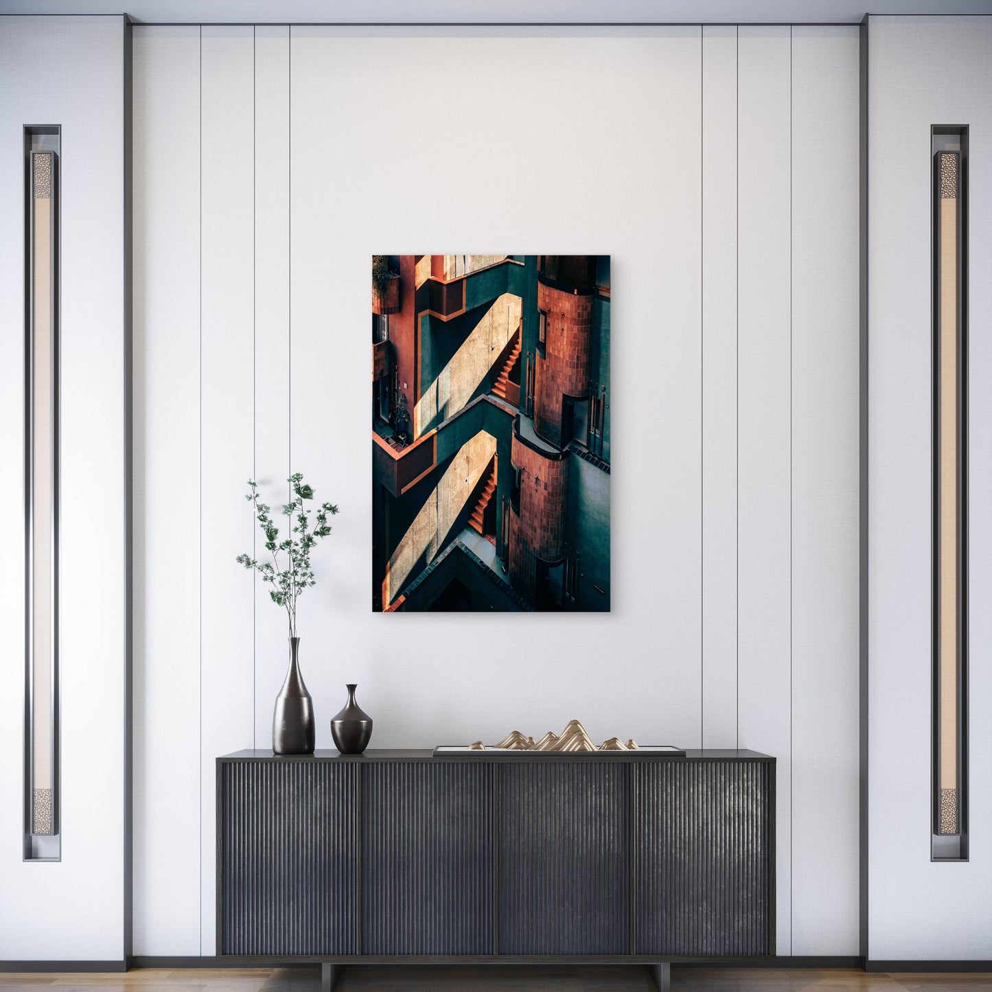 Scenic View of An Old Residential Building Metal Print Ready to Hang