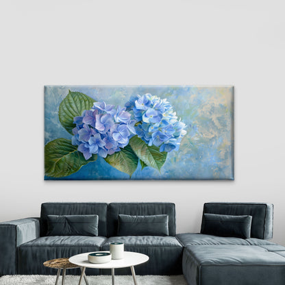 Blue Hydrangea Flower Painting Wall Art Canvas Office Home Room Framed 120x60cm