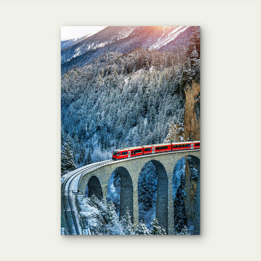 Switzerland Landwasser Viaduct Train 40x60cm Metal Print Ready to Hang