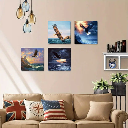 4pcs Scenic Eagle  Elegant ES  Wall Art Canvas Framed