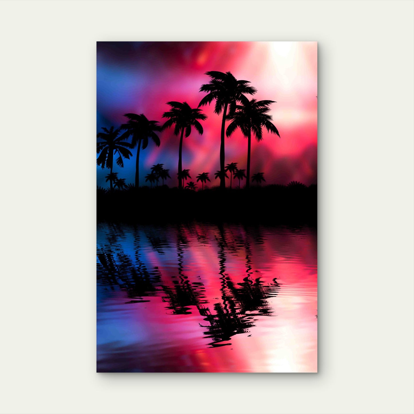 Neon Landscape Palms Arc 60x90cm Metal Print Ready to Hang