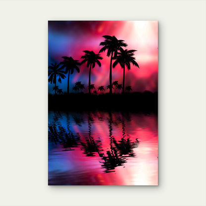 Neon Landscape Palms Arc 60x90cm Metal Print Ready to Hang
