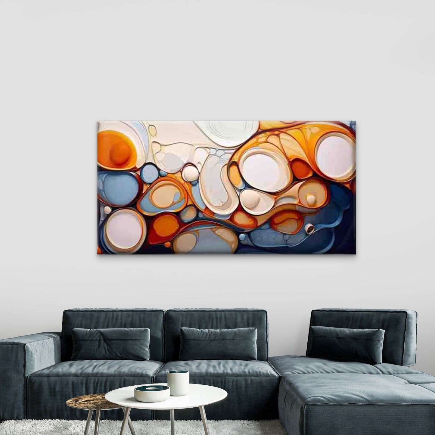 Abstract Fluid Shapes Wall Art Canvas Office Home Room Framed 120x60cm - Bella Home Decor