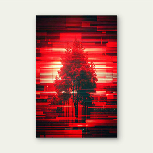 Red Glitch Light Background 60x90cm Metal Print Ready to Hang
