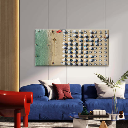 Ocean Sand Sea Drone Photo Wall Art Canvas Office Home Room Framed 120x60cm