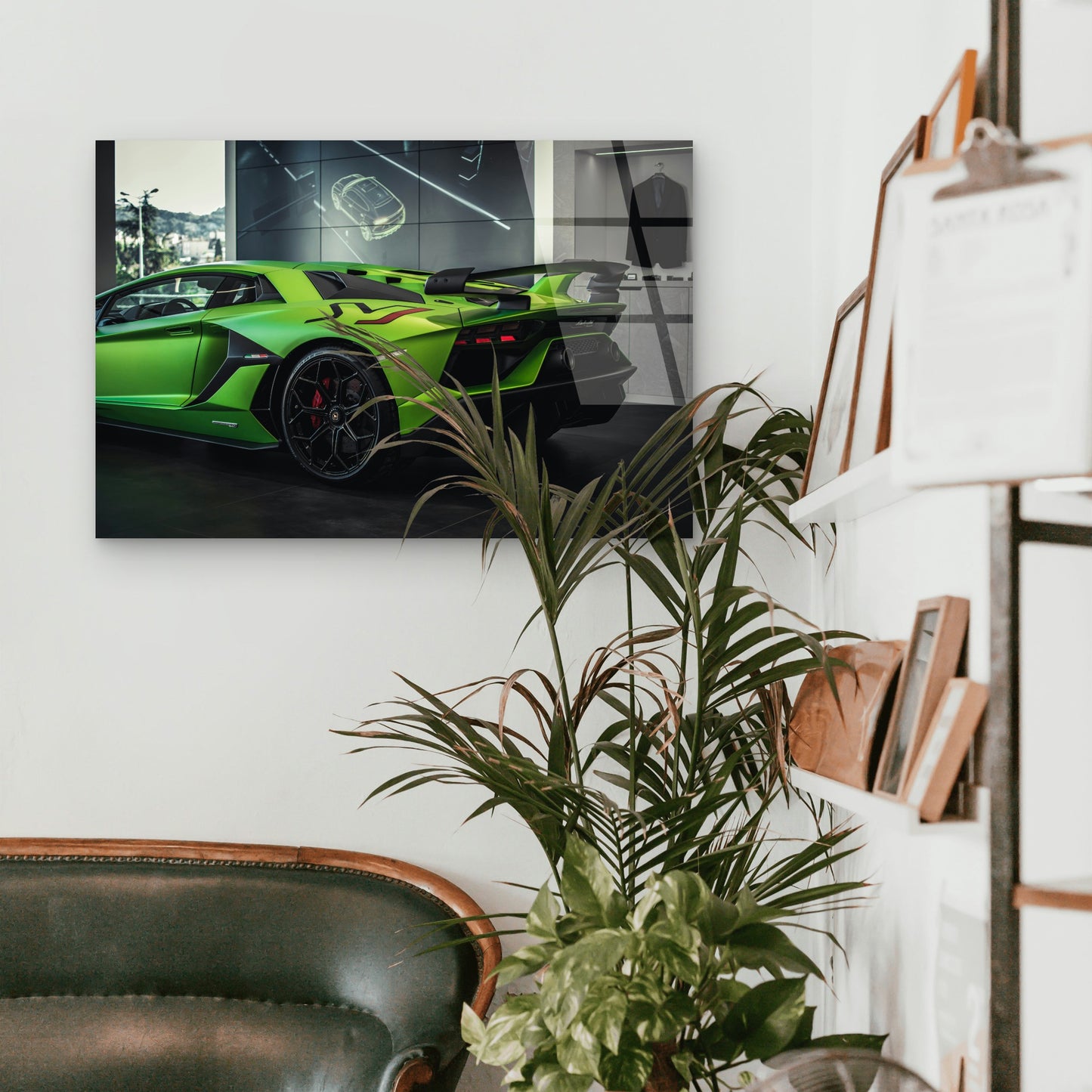 Green Lamborghini Aventador SVJ Car Glass Printing Wall Art Australian Made
