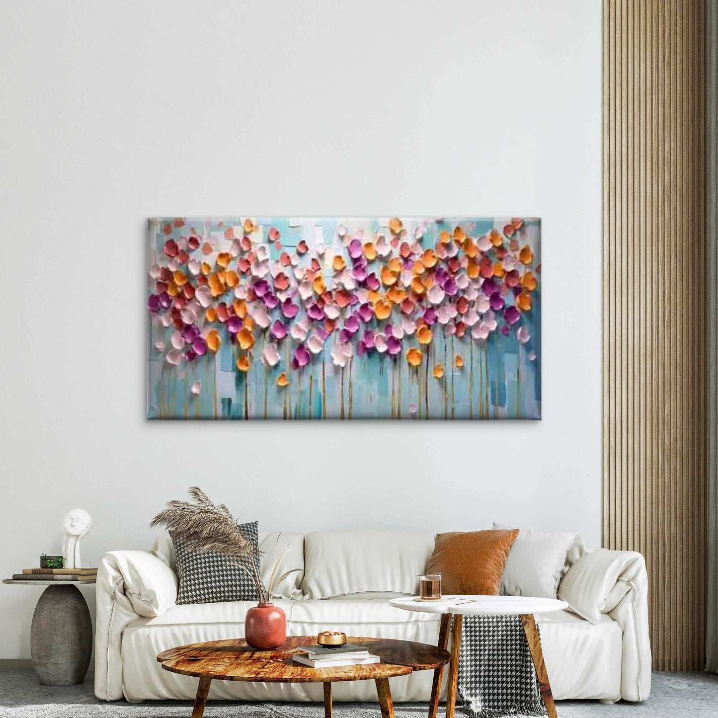 Colorful Petals & Abstract Back Wall Art Canvas Office Home Room Framed 120x60cm