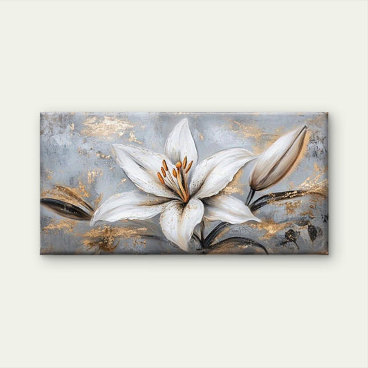 Modern Elegant White Lilies Wall Art Canvas Office Home Room Framed 120x60cm
