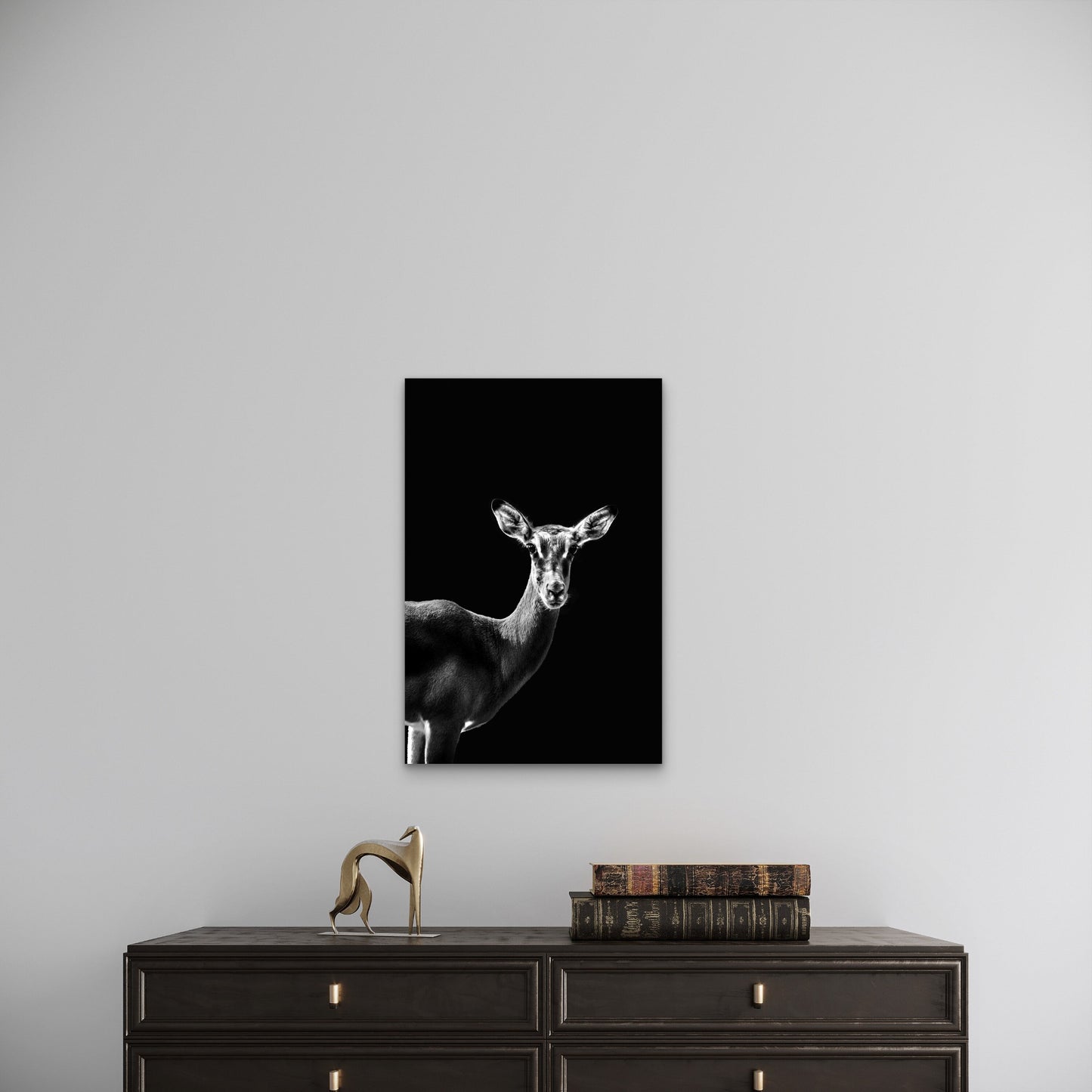 High Contrast Deer Photography 60x90cm Metal Print Ready to Hang