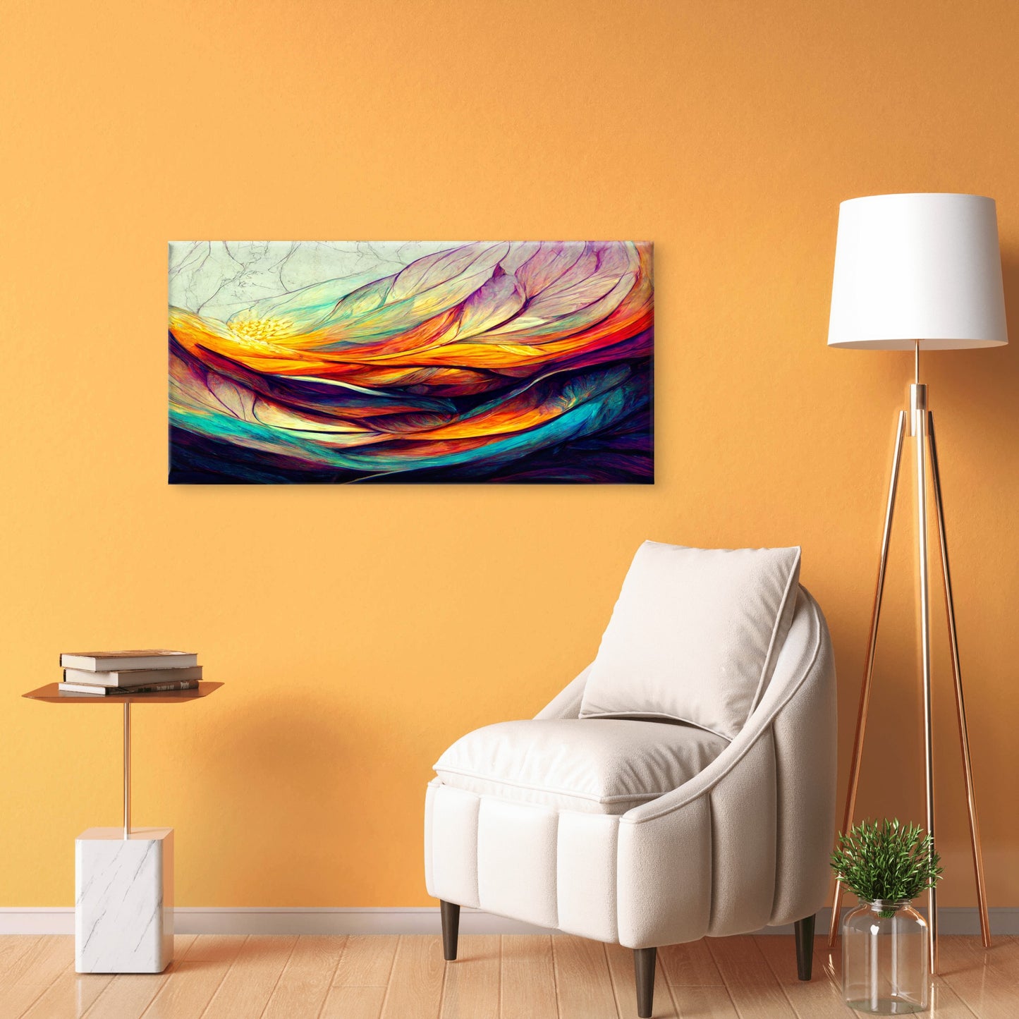 Rainbow Color Wave Pattern Wall Art Canvas Office Home Room Framed 120x60cm